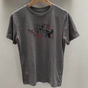 The North Face Gray Short Sleeve Logo Tee with Camo Accents